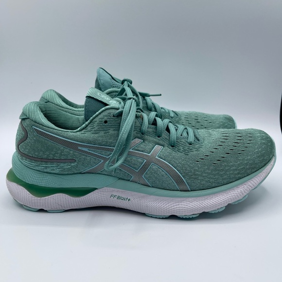 Asics Gel Nimbus 24 Women SZ 11 Green Turquoise Walking Athletic Running Shoes - Picture 1 of 9
